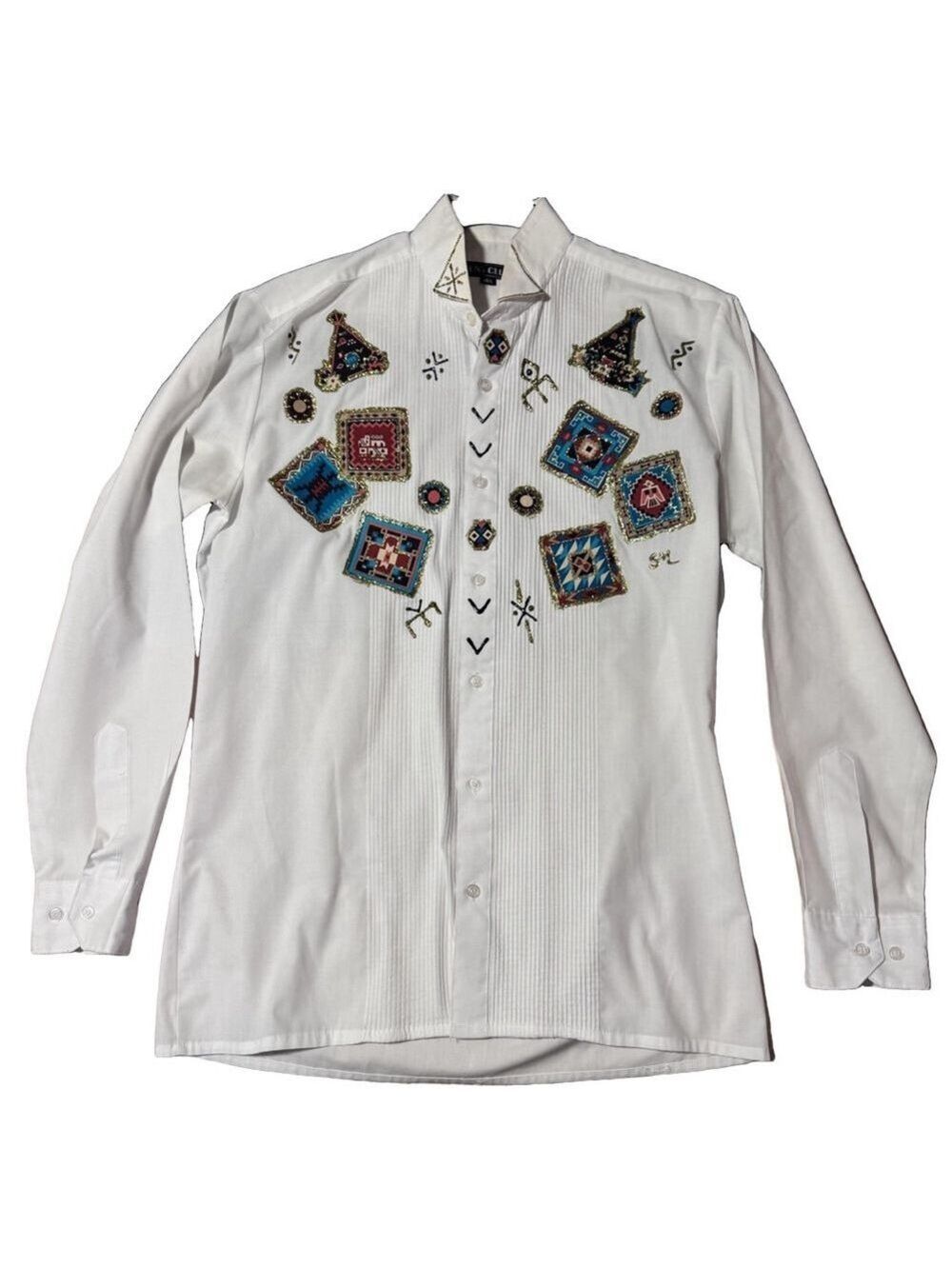 A white shirt. Mens size 14 1/2. Poly-cotton Korea decorated for what? ￼